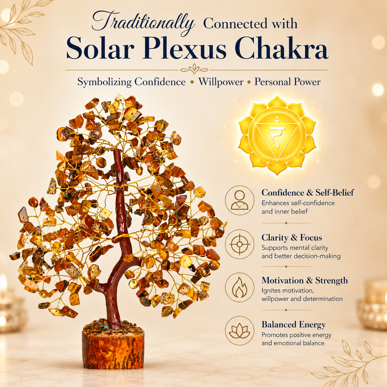 Tiger Eye Crystal Tree Decor – Natural Gemstone Bonsai Gift