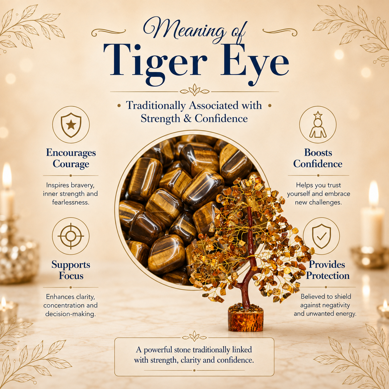 Tiger Eye Crystal Tree Decor – Natural Gemstone Bonsai Gift