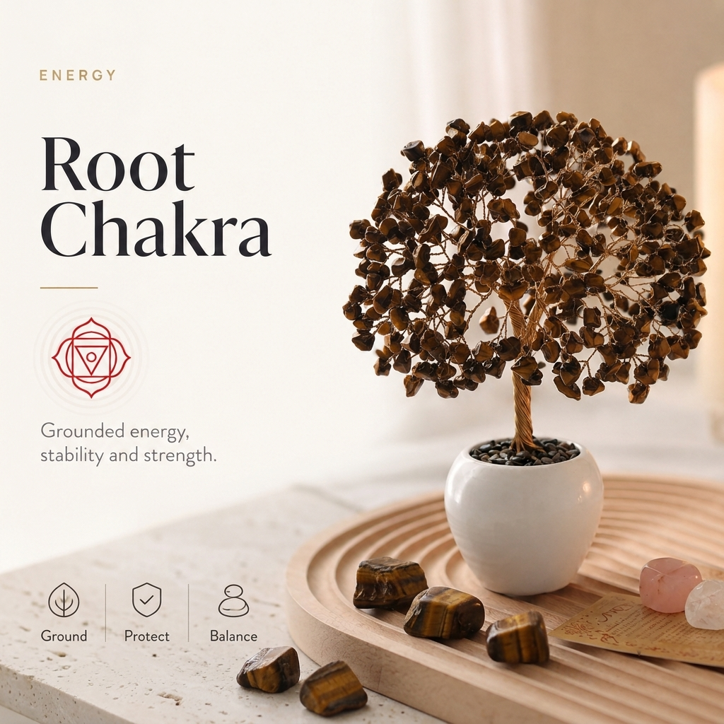 Tiger Eye Crystal Tree Decor – Natural Gemstone Bonsai Gift