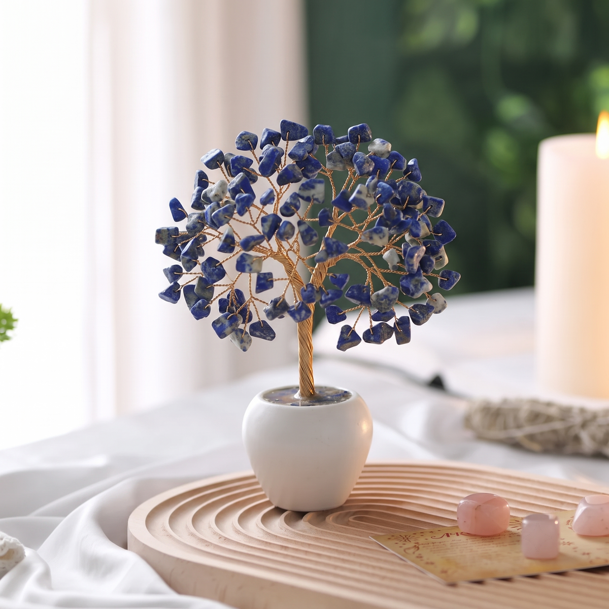 Lapis Lazuli Crystal Tree – Handmade Gemstone Bonsai Tree for Home & Office Decor