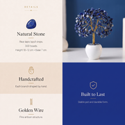 Lapis Lazuli Crystal Tree – Handmade Gemstone Bonsai Tree for Home & Office Decor