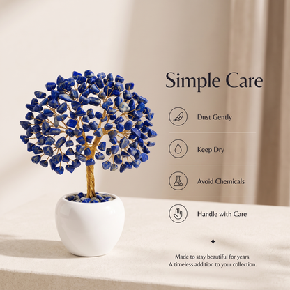 Lapis Lazuli Crystal Tree – Handmade Gemstone Bonsai Tree for Home & Office Decor