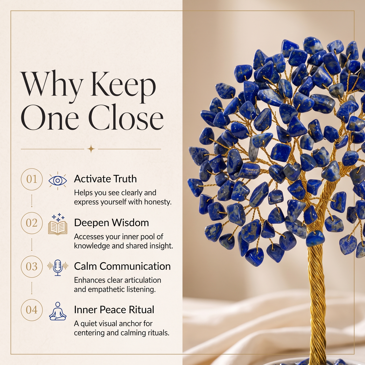 Lapis Lazuli Crystal Tree – Handmade Gemstone Bonsai Tree for Home & Office Decor