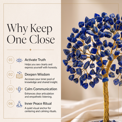 Lapis Lazuli Crystal Tree – Handmade Gemstone Bonsai Tree for Home & Office Decor