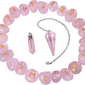 Rose Quartz Rune Stones - Quartz Engraving - Engraved Stones