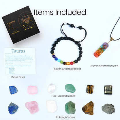 Taurus Crystals - Zodiac Kit - Good Luck Taurus Healing Stones and Crystals