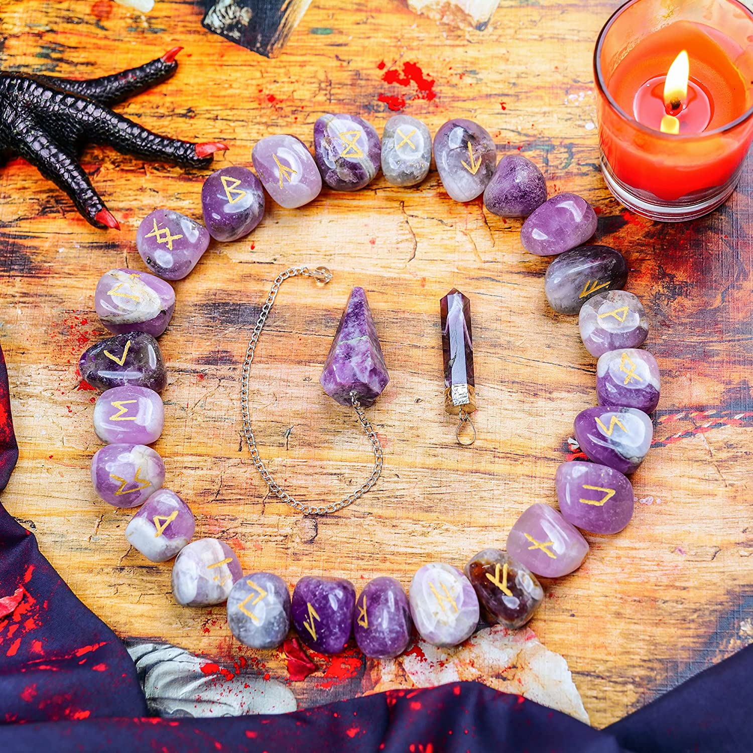 Amethyst Rune Stones - Elder Futhark Rune - Crystal Runes Set – GEM GLOW