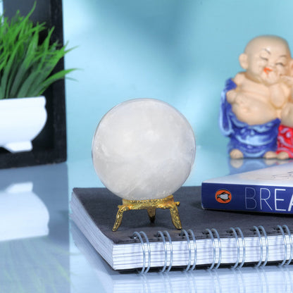 Clear Quartz Crystal Balls For Gazing Along With Sphere Stand Meditation Decor