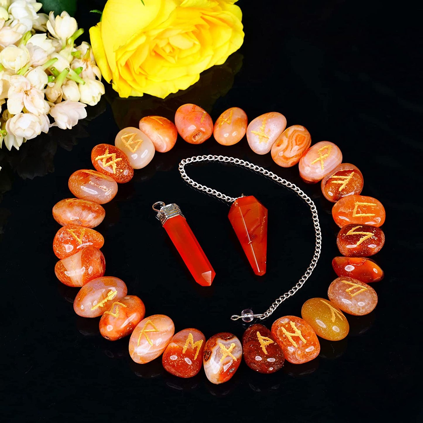 Carnelian Wiccan Rune Stones - Diy Rune Set - Divination Rune Set