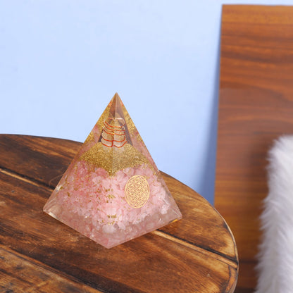 Rose Quartz Orgone Healing Crystal Pyramid For Meditation & Emf Protection