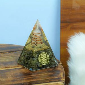Labrdorite Crystal Pyramid For Meditation With Copper Coil