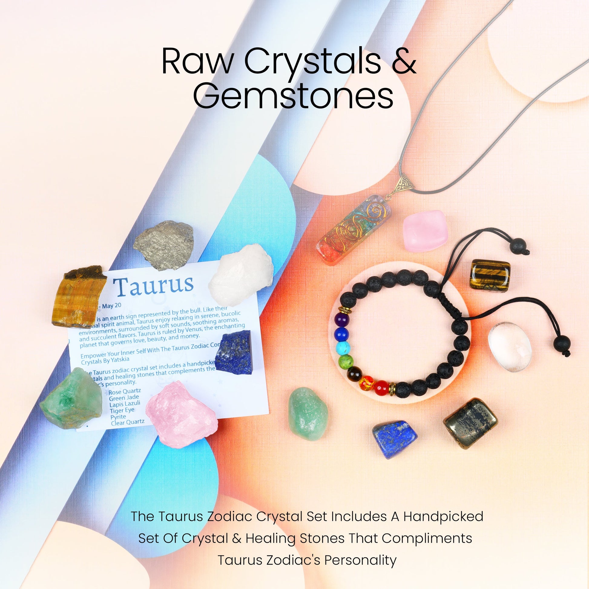 Taurus Crystals - Zodiac Kit - Good Luck Taurus Healing Stones and Crystals