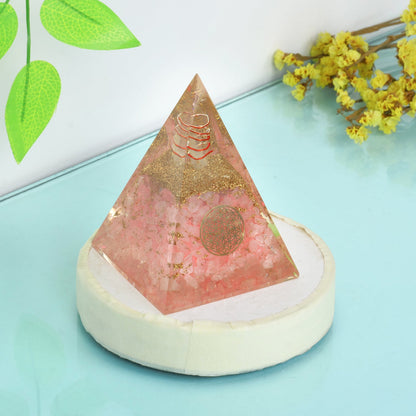 Rose Quartz Orgone Healing Crystal Pyramid For Meditation & Emf Protection