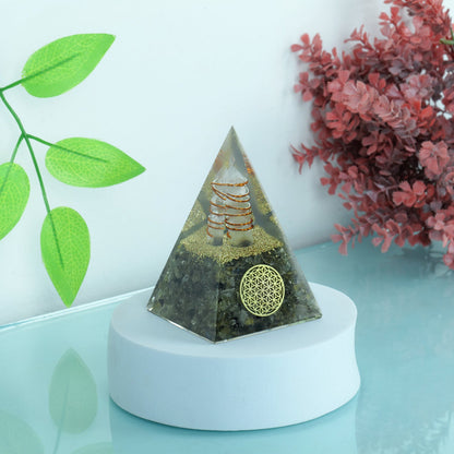 Labrdorite Crystal Pyramid For Meditation With Copper Coil