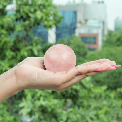 Rose Quartz Sphere Fortune Teller Crystal Orb Glass Ball With Stand